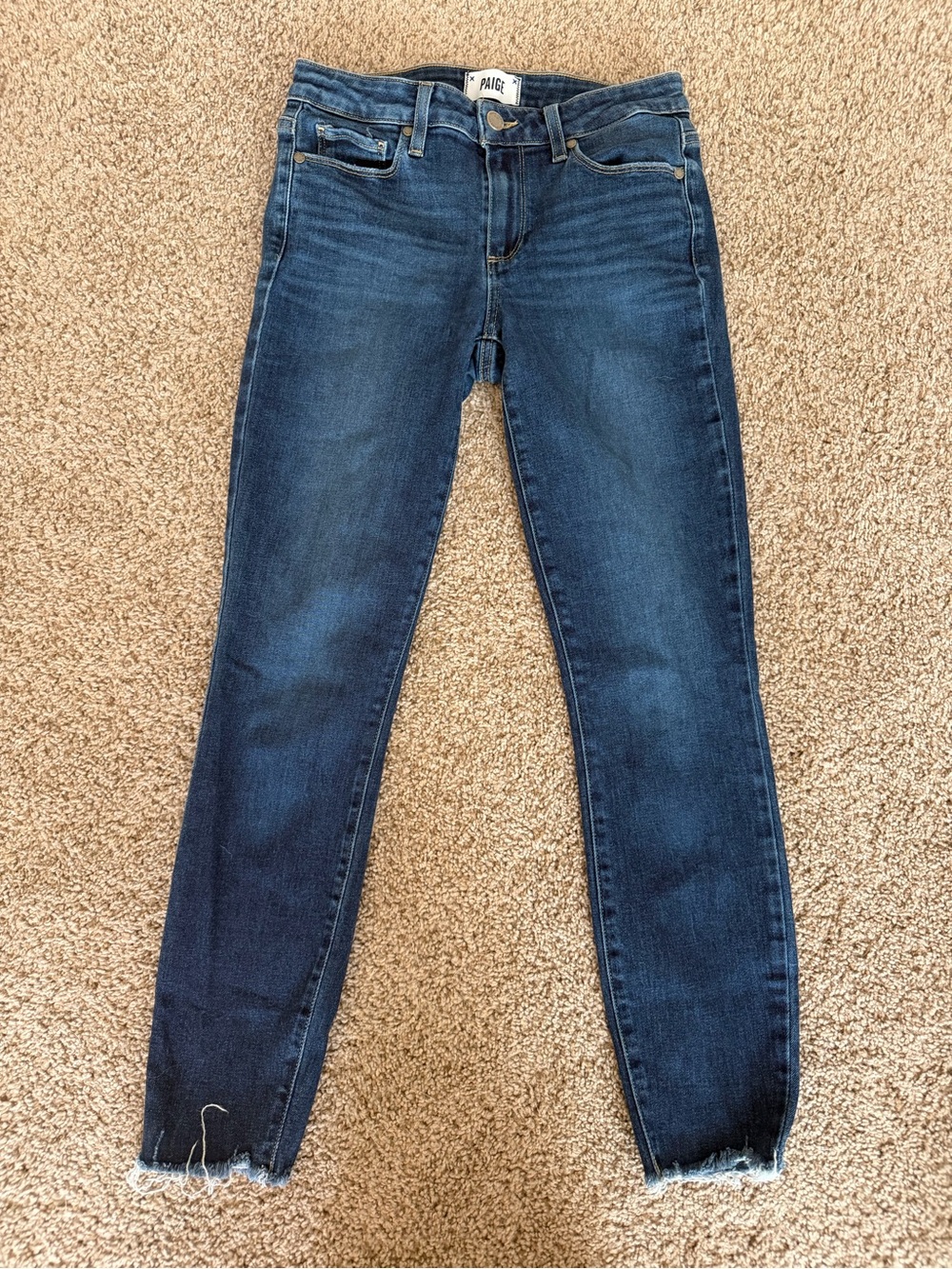 PAIGE Indigo Skinny Jeans with Raw Hem